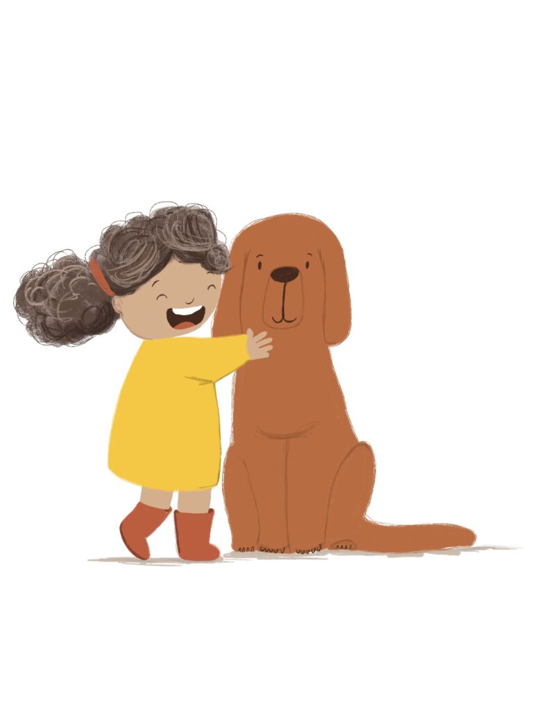 Dog illustration, children's book illustration by Nathalie Goss