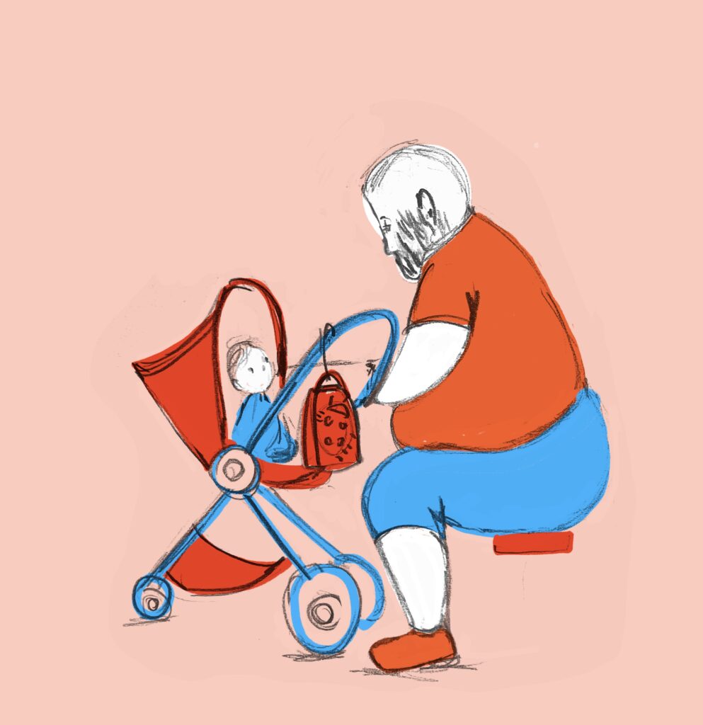 Dad and child- Editorial Illustration for parenting by Nathalie Goss