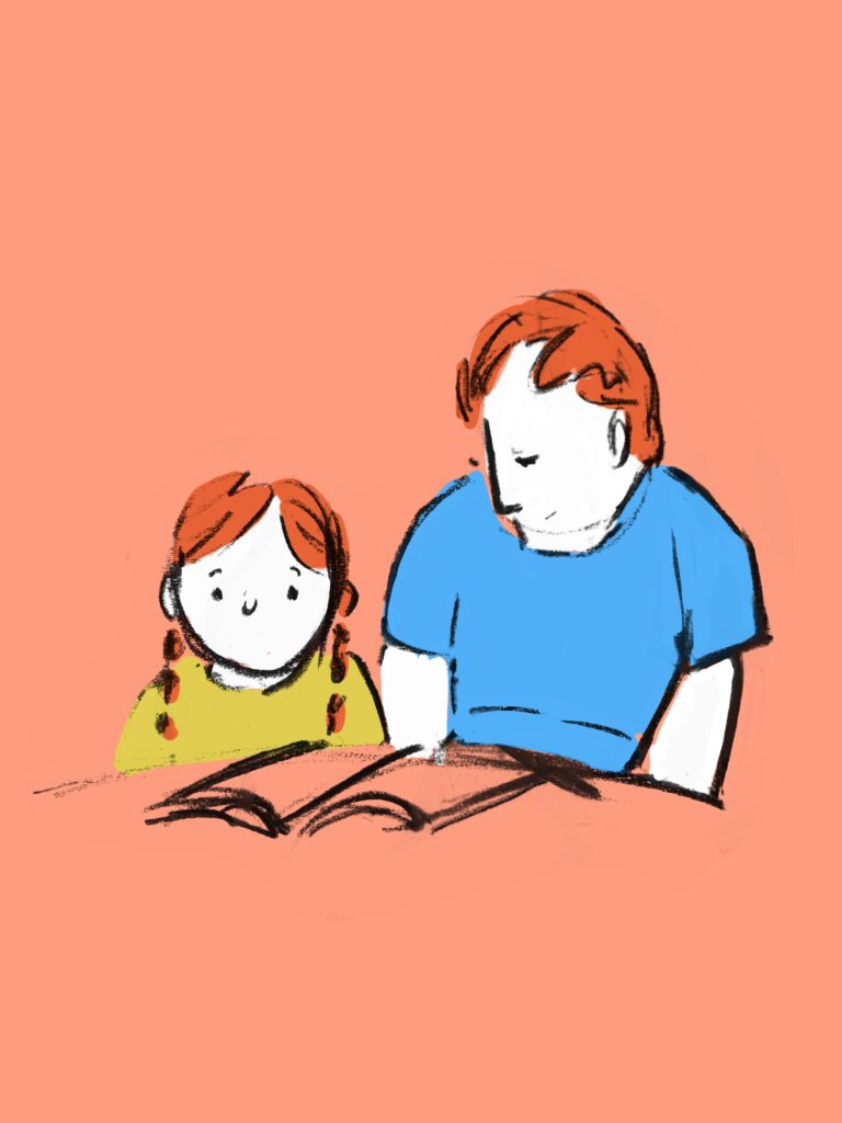 Dad and child- Editorial Illustration for parenting by Nathalie Goss