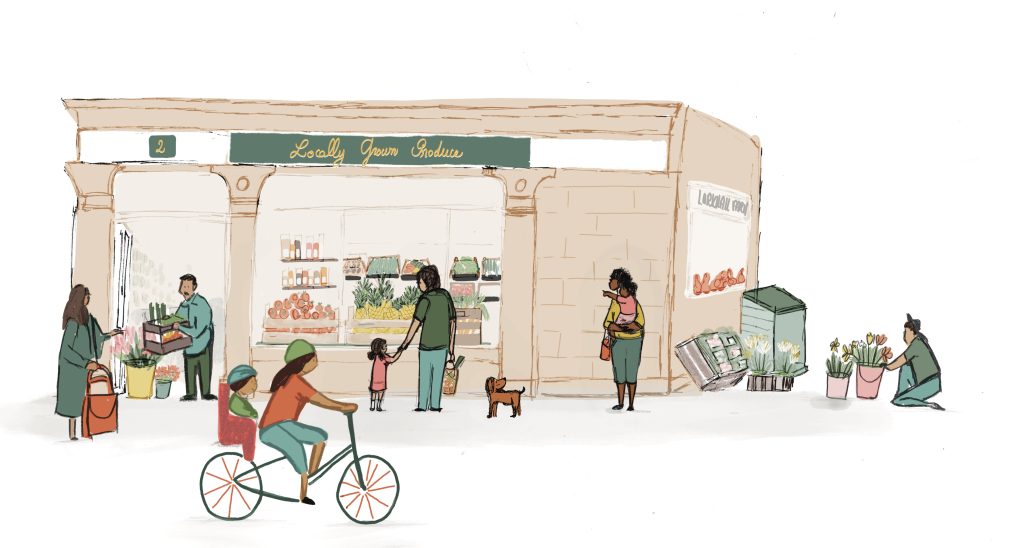 Shops illustrations. Fruits and vegetables illustrations. Commission illustrator