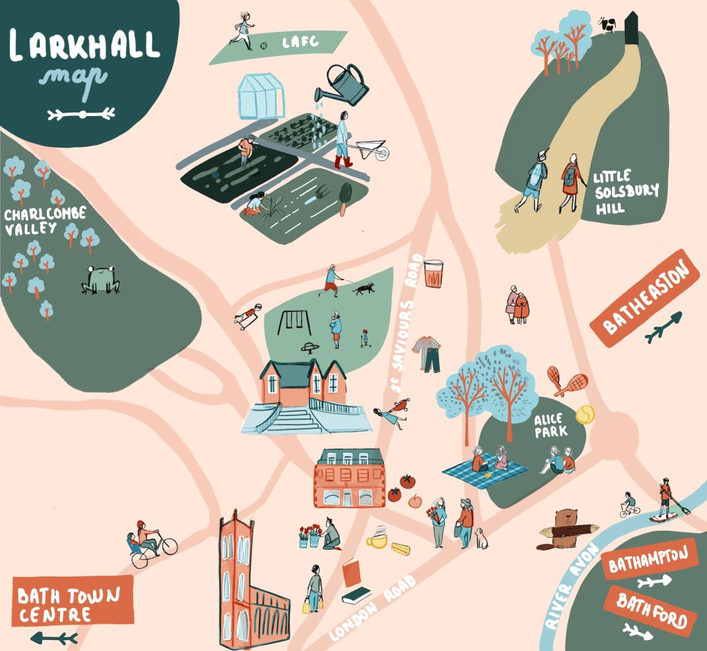 Map illustration Bath, Larkhall. 