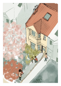 Story telling House illustration for Ellie Thomas, estate agent