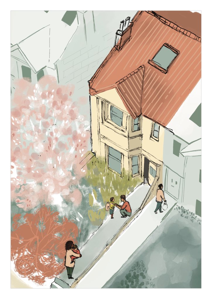 Story telling House illustration for Ellie Thomas, estate agent