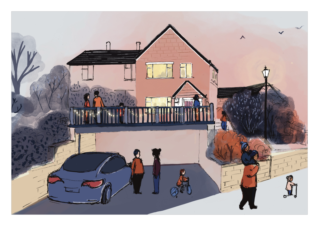 Story telling House illustration for Ellie Thomas, estate agent