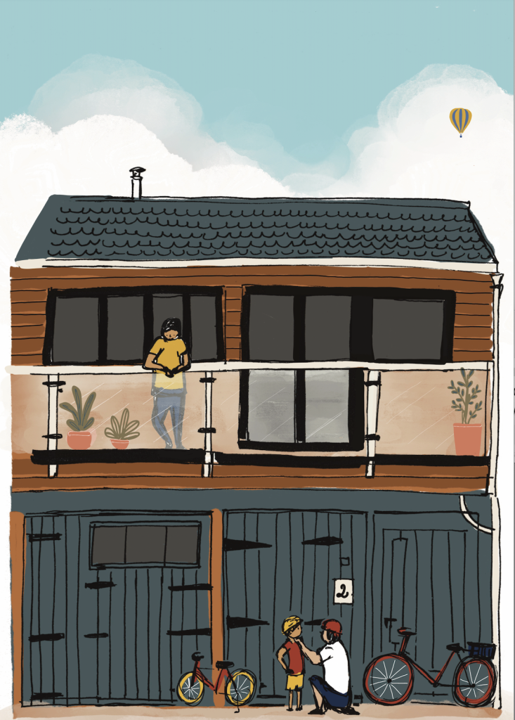 Bath Architecture illustration.Family house illustration by Nathalie Goss