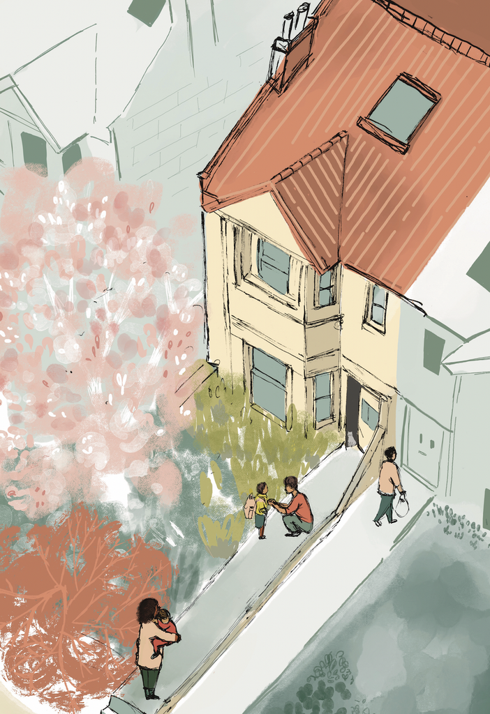 Bath Architecture illustration.Family house illustration by Nathalie Goss