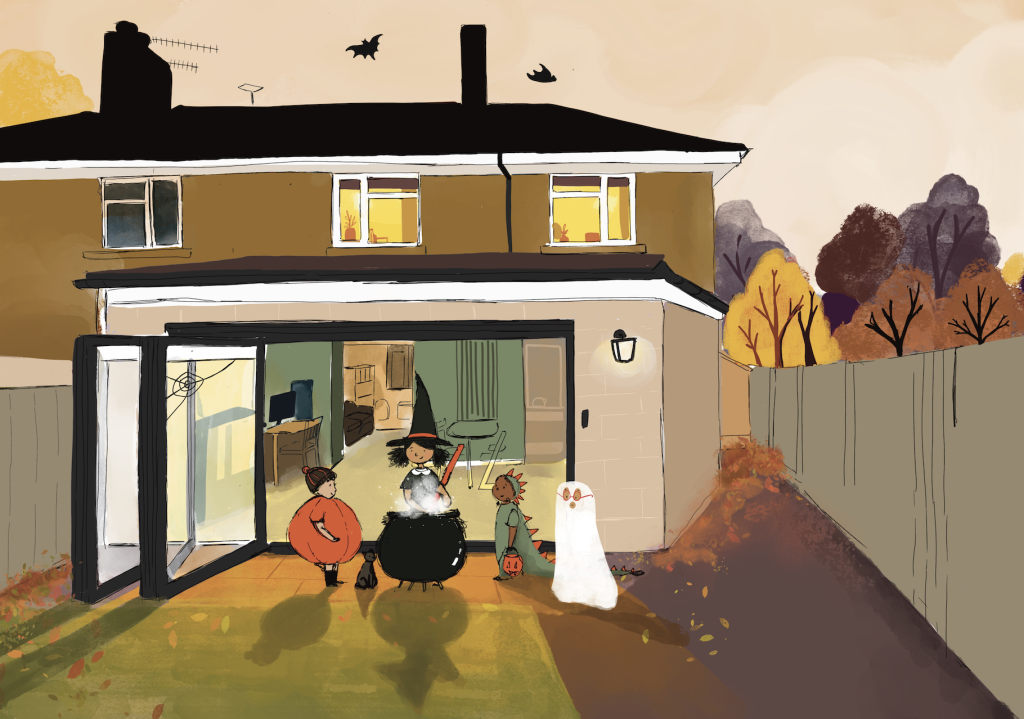 Bath Architecture illustration.Family house illustration by Nathalie Goss
