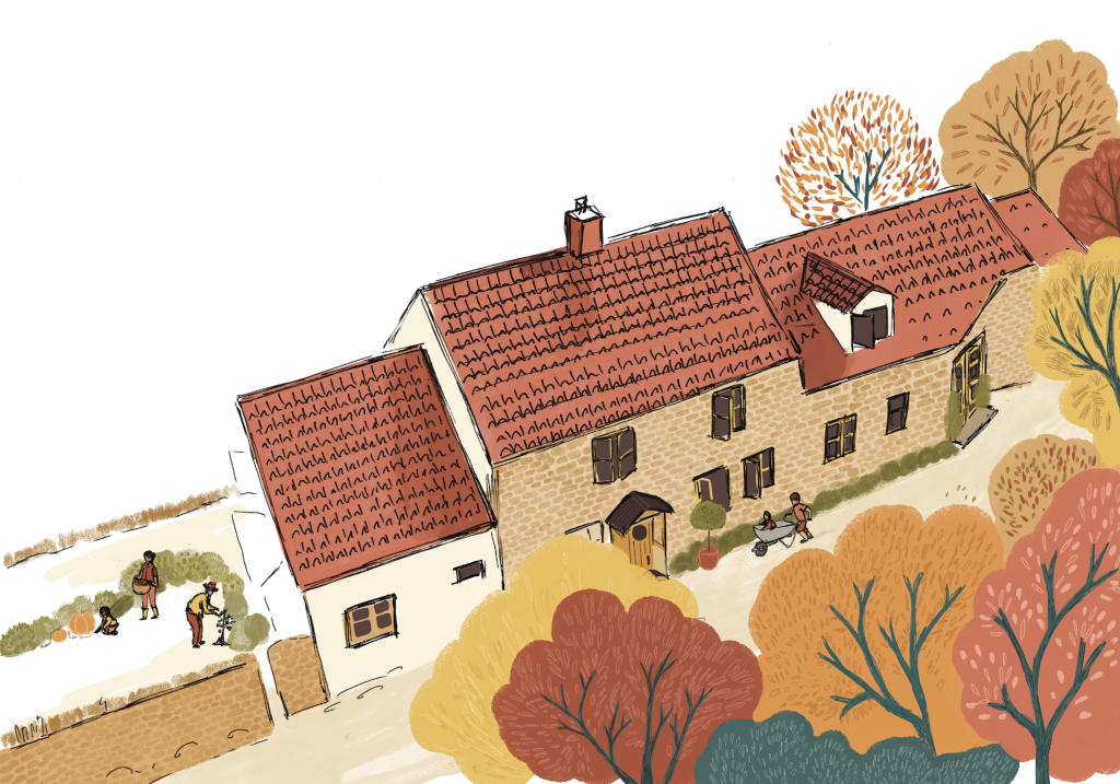 Bath Architecture illustration.Family house illustration by Nathalie Goss