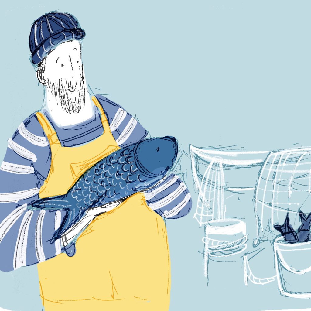 Illustration of a fisherman