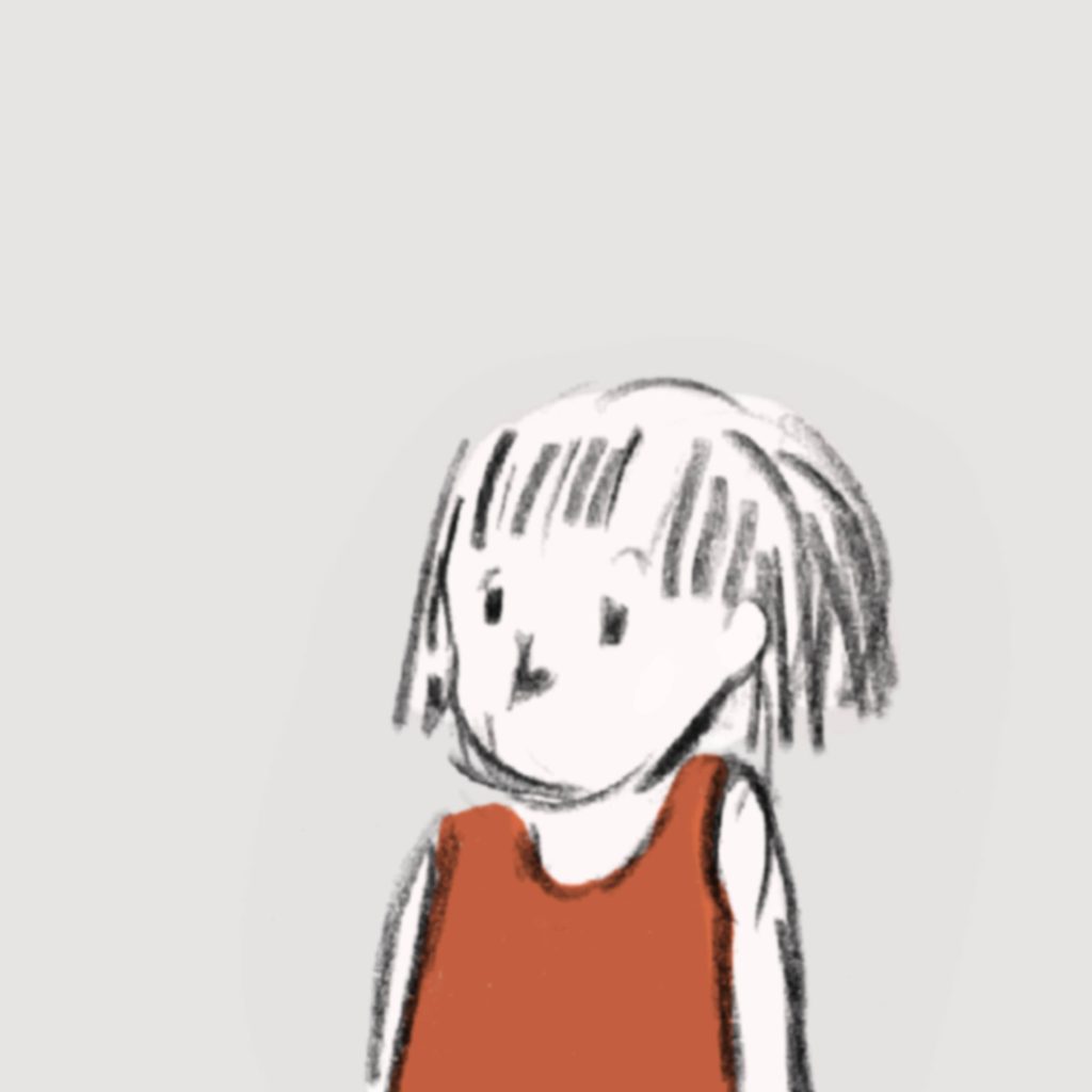 Simple Illustration of girl limited colour palette
